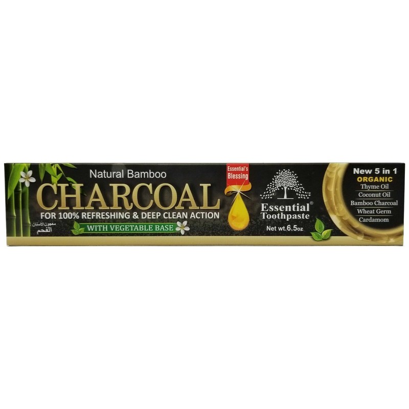 Bamboo Organic Charcoal Toothpaste, Natural Bamboo, Fluoride Free, 5 IN