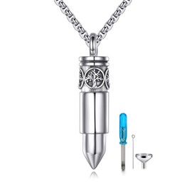 AINFQY Tree of Life Urn Necklace for Ashes 925 Sterling Silver Bullet Cremation Pendant Memorial Ashes Jewelry Gift for Men Women