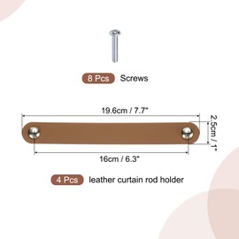 sourcing map 4 Pcs Leather Drawer Pulls, Kitchen and Wardrobe Door Knobs Leather Pulls Dresser Handles with Screw for Bathroom Kitchen Bedroom Dresser Cupboard, Light Brown