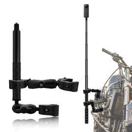 Motorrad Halterung Bausatz mit 47" Unsichtbar Selfie Stick Kompatibel für Insta 360 X4 X3 X2 X RS GO 3 Heavy-Duty Doppelt Klemme Kamera Fahrrad ATV Halterung Kompatibel für Gopro 13/12/11/10/9/8/7