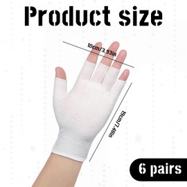 Cotton Gloves for Eczema, 6 Pairs Cotton Gloves, White Fingerless C otton Gl oves, Eczema Gl oves, White Fingerless G Loves, F ingerless C otton G Loves for Sleeping, Skin Treatment（one Size）