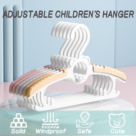 Pack of 15 Adjustable Children's Clothes Hangers, Stackable Clothes Hangers for Babies, Multifunctional Hangers for Infants and Toddlers, Non-Slip Children's Clothes Hangers, Space-Saving