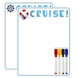 Garfunkel 2 Pcs Whiteboard Cruise Door Magnets Decorations with 4 Pcs Erasable Marker, 9.8 x 7.4 Inch Cabin Door Magnet Sticker for Ship Cruise Stateroom Carnival Party Refrigerator Decoration