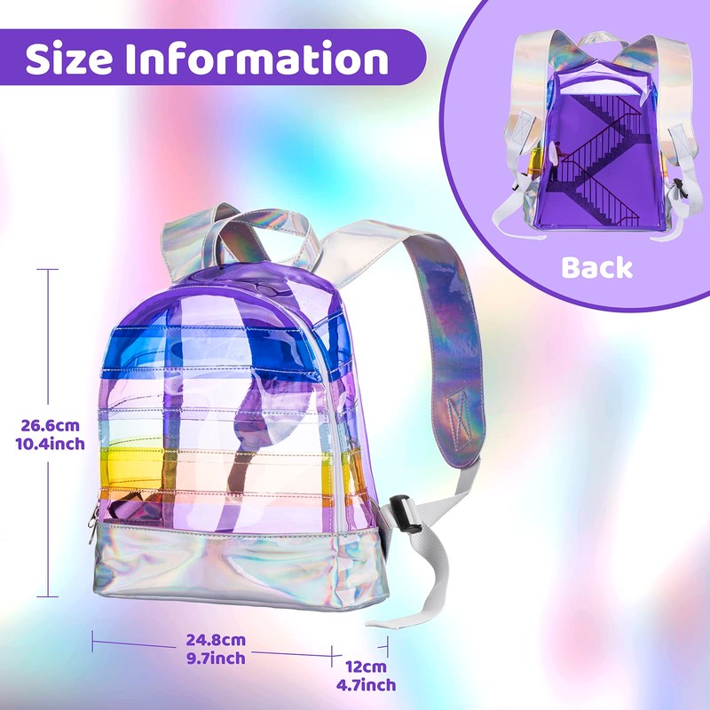 Mochila Pequeña Transparente Multicolor Para Niñas (Púrpura)