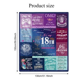 18th Birthday Gifts for Girls, 18th Birthday Decorations for Girls, Best 18 Year Old Girl Birthday Gift, Happy 18th Gift Ideas Decor Throw Blankets for Daughter Bestie Sister, 50"X60" Blanket