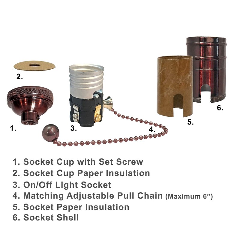 Royal Designs Off/On Pull Chain Lamp Socket with a Solid