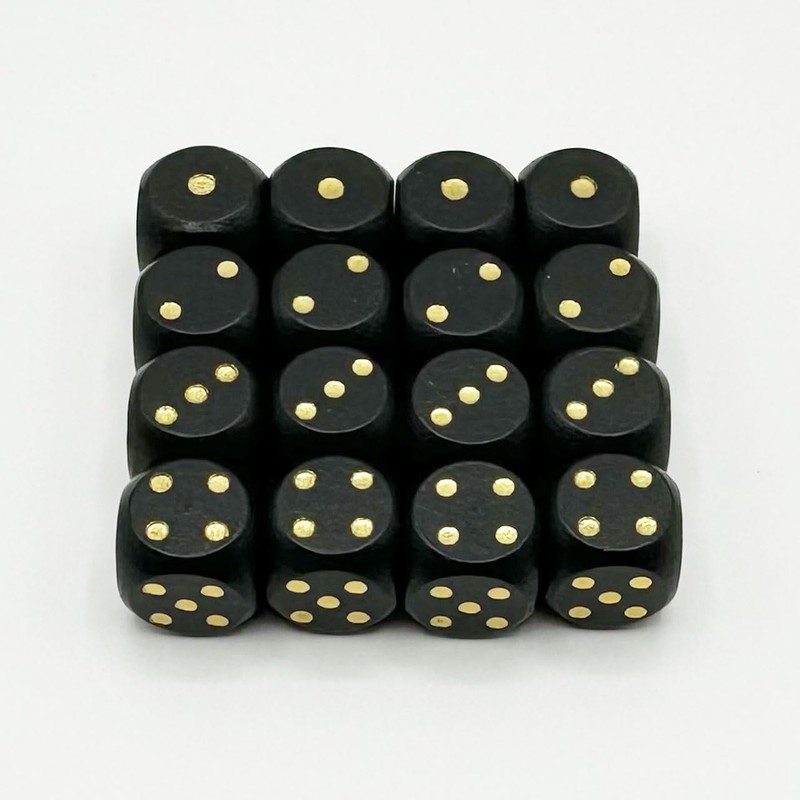 CRAFT CROWN Black Dice, Gold Letters, 16 Pieces, 0.5 inches