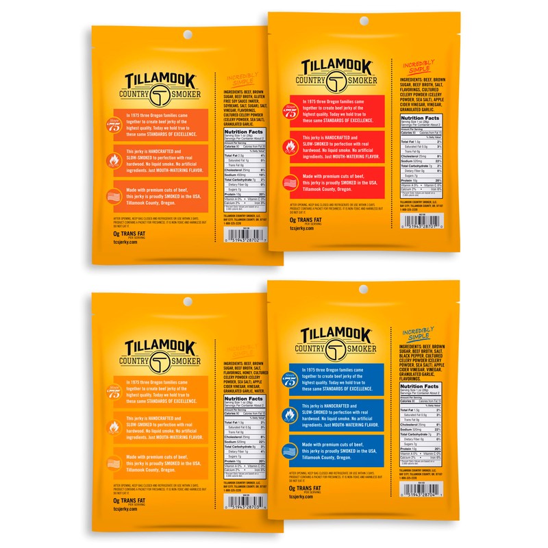 Tillamook Country Smoker Real Hardwood Smoked Beef Jerky Variety Pack,