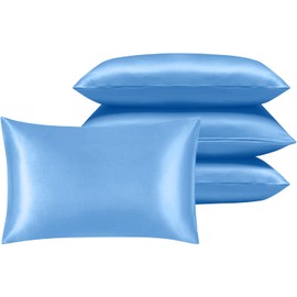 Imperial Rooms Satin Pillowcase 4 Pack – Satin Silk Pillowcases for Hair and Skin, Gifts for Women – Sky Blue Pillow cases with Envelope Closure (50x75 cm)