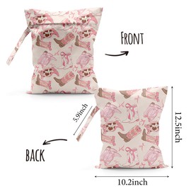 Sldpngo Waterproof Cloth Diaper Wet Dry Bag, Pink Reusable Travel Beach Pool Daycare Soiled Toddler Items Yoga Gym Bag for Swimsuits or Wet Clothes Diaper Western Boots Wet Bag