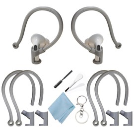 Ear Hooks Compatible with AirPods 4,3, 1, 2 and Pro & All in-Ear Headphones with Stems - 2 Pairs Adjustable Secure & Comfortable Prevent Falls Ear Holders for Headphones - Easy to Install (Gray)