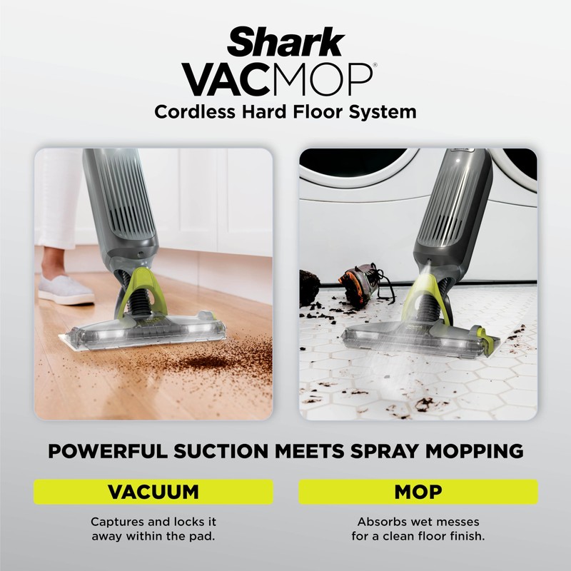 Shark VACMOP Cordless Vacuum & Spray Mop, Gray, VM252