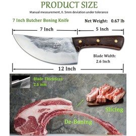 BLADESMITH Butcher Knife, Viking Boning Cleaver knife for Meat Slicing - 7'' Sharp Multi-Purpose Forged in Fire for De-Boning/Slicing/Cutting/Mincing at Slaughter House/Restaurant/Kitchen