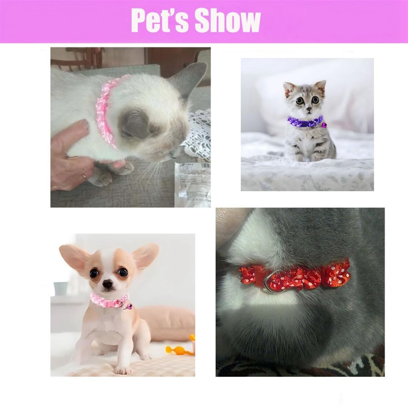 Pink Bell Collar for Small Dogs, Bell Collar for Cats