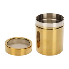 Powder Shaker, Stainless Steel Gold Fine Mesh Powder Sugar Shaker with Lid for Salt Powdered Sugar Ground Coffee Pepper, Powder Shaker Can for Home Kitchen Supplies, 2.8 x 3.5in