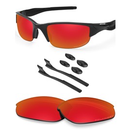 BlazerBuck Anti-salt Polarized Replacement Lenses & Sock Kit for Oakley Half Jacket 2.0 OO9144 - Fire Red