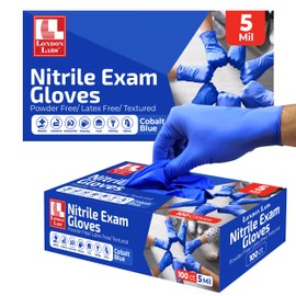 London Labs Cobalt Blue 5 Mil Nitrile Exam Gloves Disposable Latex Free | Medical Rubber Gloves for Doctors, EMT, First Aid Kit, Food Service & Cleaning | Pack of (200 CT)