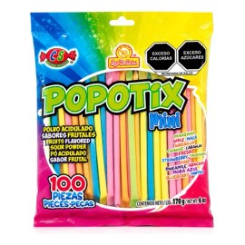 Popotix Mini 100 pzs Polvo Acidito Sabor Frutal Las Delicias
