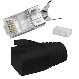 Lumonic 50 x Network Connectors RJ45 Connector Black I with Strain Relief, Insertion Aid and Kink Protection I Crimping Plug for CAT5, CAT6 and CAT7 Network LAN-K