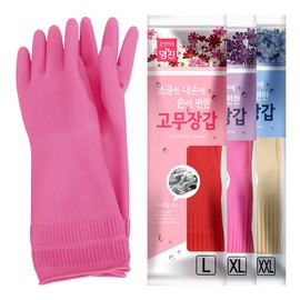 Myungjin 3 comfortable rubber gloves, small/pink / 명진 손이편한 고무장갑 3개, 소/핑크
