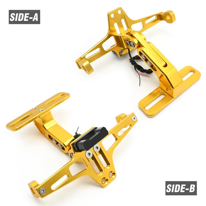 EATAKWARD Universal Motorcycle License Plate Bracket Holder, Gold License Plate
