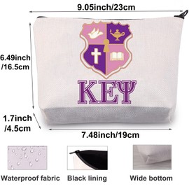 BWWKTOP Sorority KEP - Bolsa de maquillaje de hermandad para hermanas, regalos de hermandad, bolsa de maquillaje con cierre, parafernalia, KEP, Bolsa