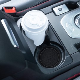Amooca Car Cup Coaster Universal Automotive Waterproof Non-Slip Cup Holders Sift-Proof Spill Holder Car Interior Accessories 4 Pack Black