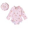 Goodplayer Baby Girl Swimsuit One-Piece Long Sleeve Rash Guard with