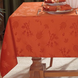 MATIRUG Christmas Table Cloth for Thanksgiving Fall Rectangle Table 60X102 inches,Waterproof Wrinkle Free Soft Autumn Jacquard Tablecloth for Thanksgiving Fall Harvest Holiday, Burnt Orange/Rusty