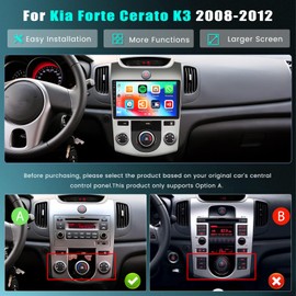 [2G+64G] Android 15 Car Radio Stereo for Kia Forte Cerato K3 2008-2012, Wireless Carplay/Android Auto, 9 inch Touch Screen Radio Bluetooth/GPS/FM RDS/DSP/5G WiFi +Free AHD Backup Cam