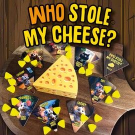WHO STOLE MY CHEESE? New for 2025! Think 'Traitors' for kids! A party board game for BIG EARED detectives 4-8 player, ages 5 to adult - Are you an innocent mouse? or PINKY the cheese snatching thief?