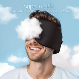 100% Modal Cotton Sleep Mask, Premium Eye Mask, Large Sleeping Mask, Night Mask with Adjustable Fastening for Men and Women, Super Soft and Comfortable for Night Sleep and Travel, Black