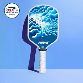Friday Pickleball Paddle, Durable Carbon Fiber, Thermoformed Unibody Design, Honeycomb Core, Tennis-Style Grip, Forgiving Sweet Spot, Gritty Surface for Spin (One Pack, Sea Salt)