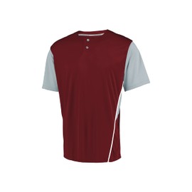 Russell Athletic Men's Adult Performance Two-Button Color Block Jersey: Step Up Your Game with Comfort and Style, Cardinal/Baseball Grey, XX-Large