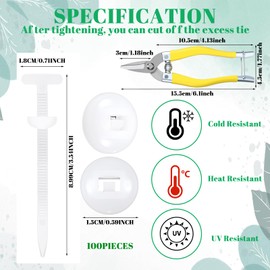 Lanties 100 Pcs Nylon Universal Cable Tie Buckle Automotive Zipper Clips with Scissors, Heavy Duty Self-locking Zip Plastic Cable Ties with Pin Button Design for Car Daily Auto Fixing