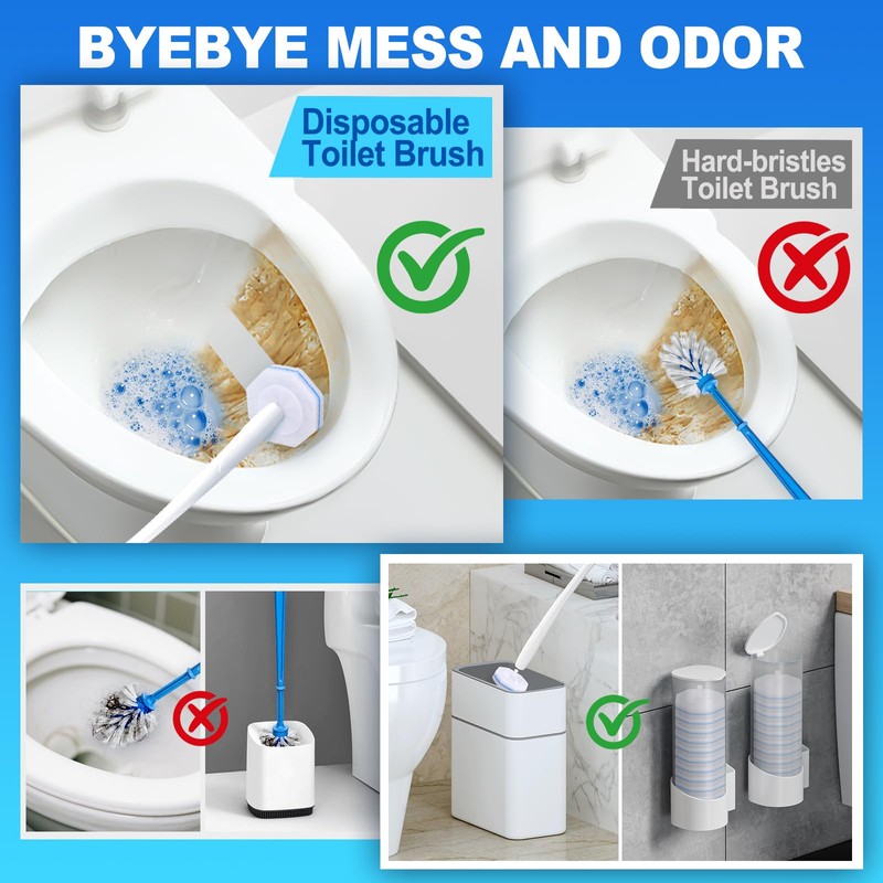 Actmuen 100pcs Disposable Toilet Brush Replacement Head,Bathroom Cleaning,Disposable Bowl Cleaners