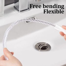 WOLMIK 2 PCS Sink Cleaning Brush - Drain Unblocker Tool Brush, Flexible Sink Unblocker Brushes Drain Dredge Tool Drain Snake for Kitchen Bathroom Drain and Pipe Overflow, 45 cm & 60 cm