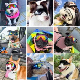 Mitubati Dog Sunglasses Pet Goggles for Medium Large UV Protection Wind Protection Dust Protection Adjustable Strap Dog Glasses Suitable for Snow Beach Motorcycle