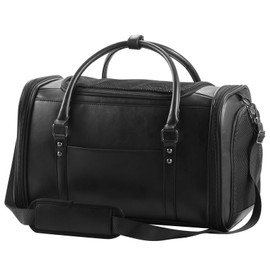 Johomviin Stylish Leather Pet Carrier for Small Dogs and Cats Up to 15 lbs, Airline Approved Lightweight Travel Tote with Breathable Mesh and Shoulder Strap Black