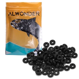 Alwonder 250-Pack Bait Stoppers Pegs Small Silicone Pegs for Pegging Soft Plastic Fishing Lure, Mini Soft Lures Worms Baits Keeper Retainer O-Rings to CarolinaTexas Wacky Rigs Fishing Hooks Black S