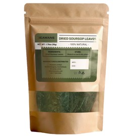 Dried Soursop Leaves 100% Natural, Graviola for Tea 1.76oz (50g) Packed In Stand Up Resealable Pouch