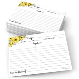 321Done Jumbo XL Sunflower Recipe Cards (Set of 50) Extra Large 5x7 - From the Kitchen of for Weddings, Baby, Bridal Shower - Made in USA
