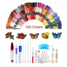 100 Colors Embroidery Pen Needles and 138 Color Threads for Needle Sewing