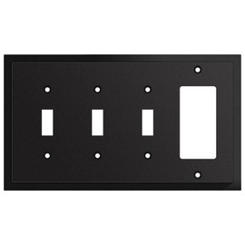 Henne Bery Modern Edge Decorative Wall Plate Switch Plate Outlet Cover, Durable Solid Zinc Alloy (Triple Toggle/Single Decorator, Matte Black)
