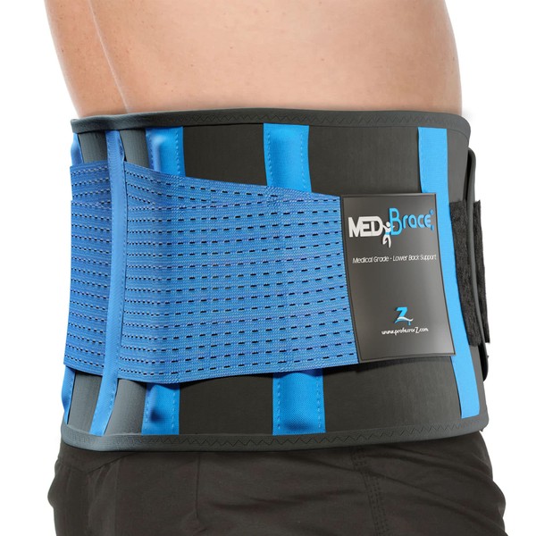 MEDiBrace Rückenstützgürtel Rückenbandage, Lendenwirbelstütze für unteren Rücken mit Verstellbarer Rückengurt und Stützstreben zur Rückenschmerzen Linderung