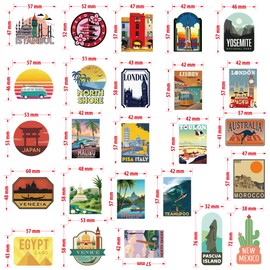50pcs World Famous Tourism Country & Regions Logo Waterproof Tourist Wonders Stickers, Idea for Water Bottle Luggage Skateboard Laptop Luggage Suitcase Book Covers etc (Tourist Wonders)