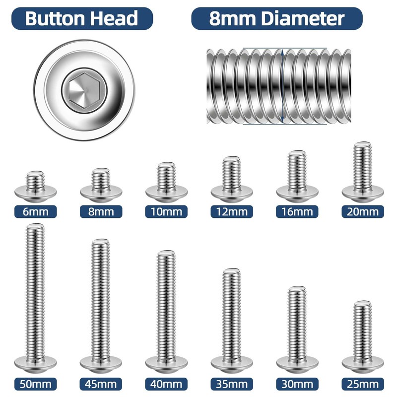 MewuDecor M8-1.25 x 40mm Flanged Button Head Socket Cap Screws