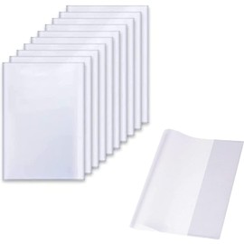 Book Cover A4 Pack of 10 Transparent, 21 x 30 cm Book Cover Adjustable Book Protector, Thickened Reusable and Adjustable Plastic Book Covers for School Home Office