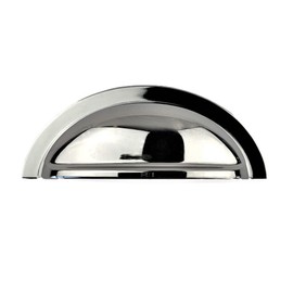 Set of 6 cup handles for kitchen cabinets, handles for kitchen drawers, in chrome, antique brass, pewter and satin nickel by fff cc 76mm between fixings, vintage design (Polished Chrome)