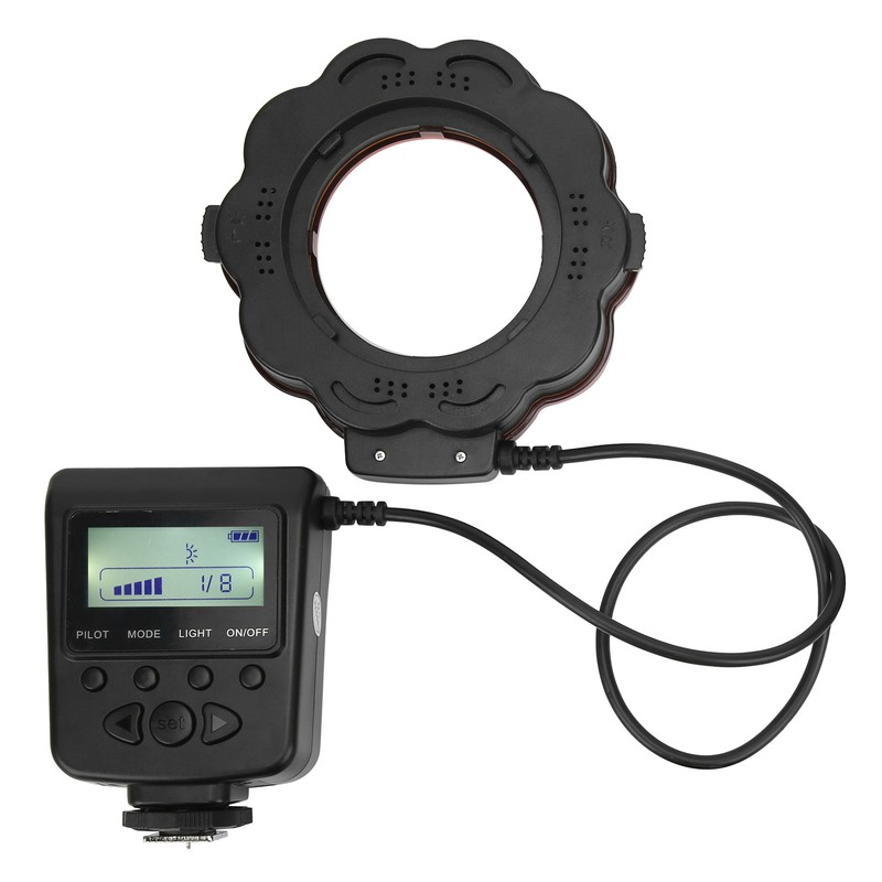 Camera Lens LED Lamp Ring Flash Light with 40.5/52/55/58/62/67/72/77mm Adapter